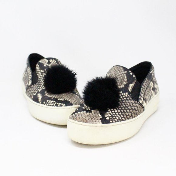 MICHAEL KORS #35530 Trent Snake Print Pom Pom Slip On Sneakers (US 6.5 EU 36.) - Picture 1 of 10